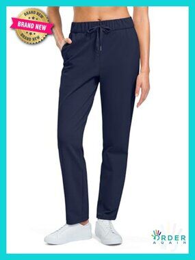 Fleece Lined Golf Pants Water Resistant Warm Sweatpants 3 Pockets Mid Rise